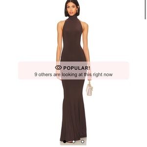 Norma Kamala Halter Turtle Fishtail Gown in Chocolate